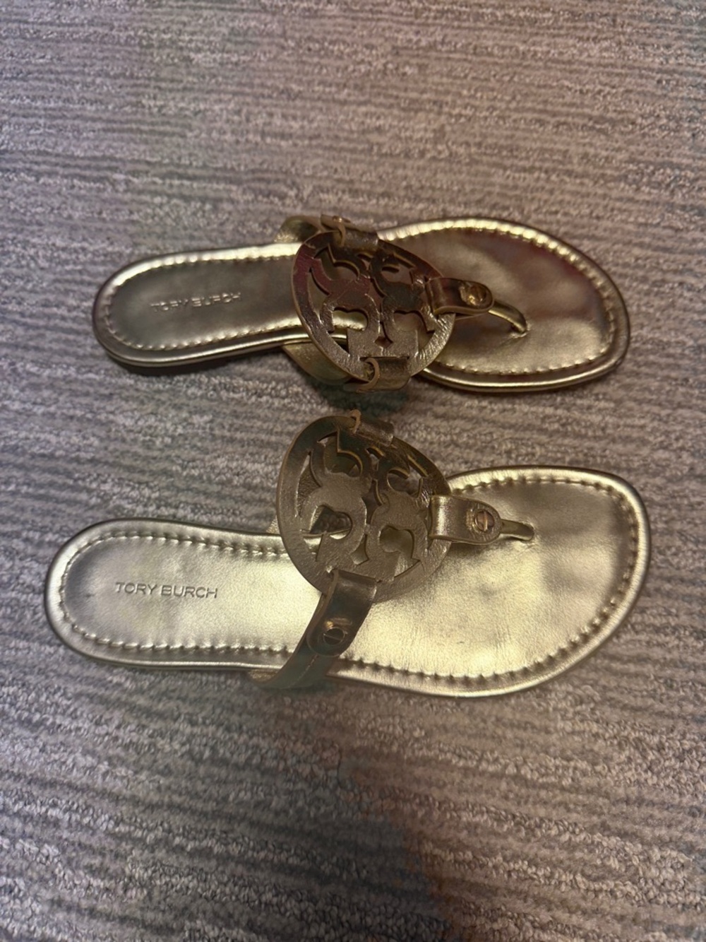 Tory Burch Metallic Gold Miller Thong Sandals - Picture 2 of 4